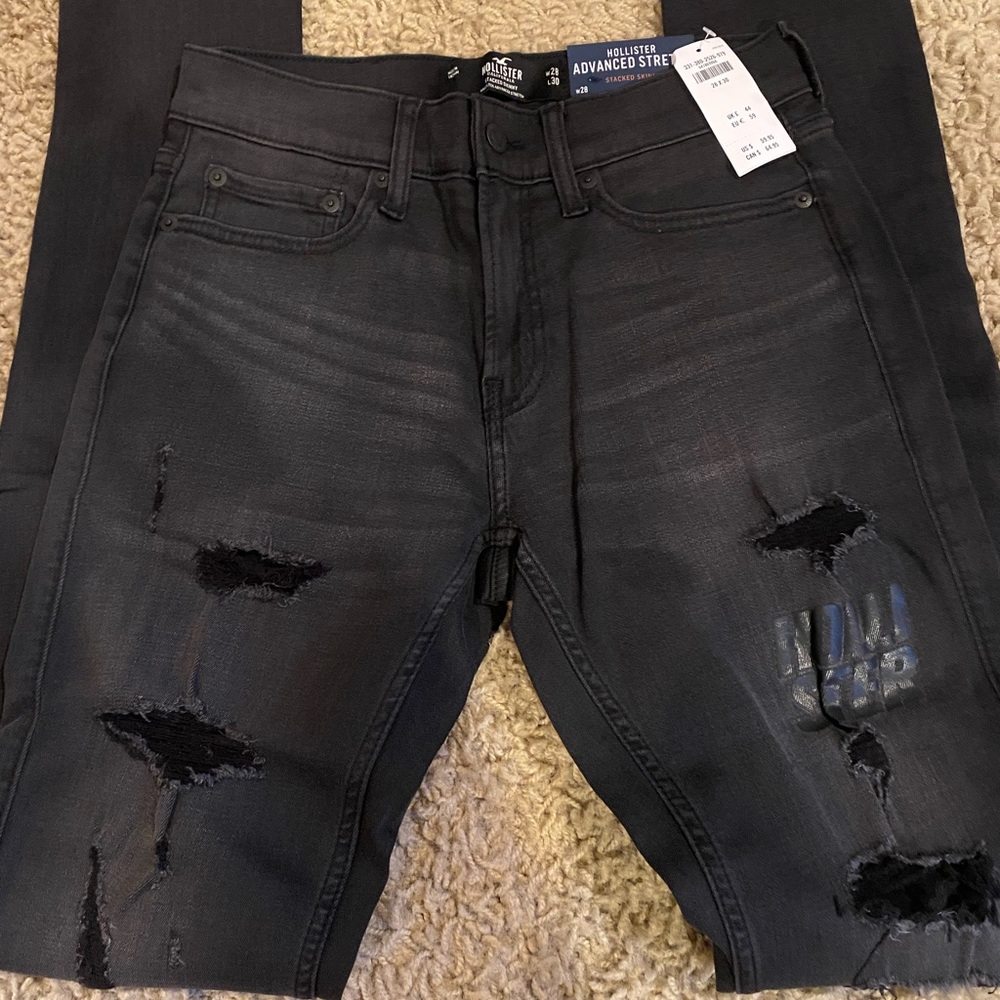 hollister black ripped jeans